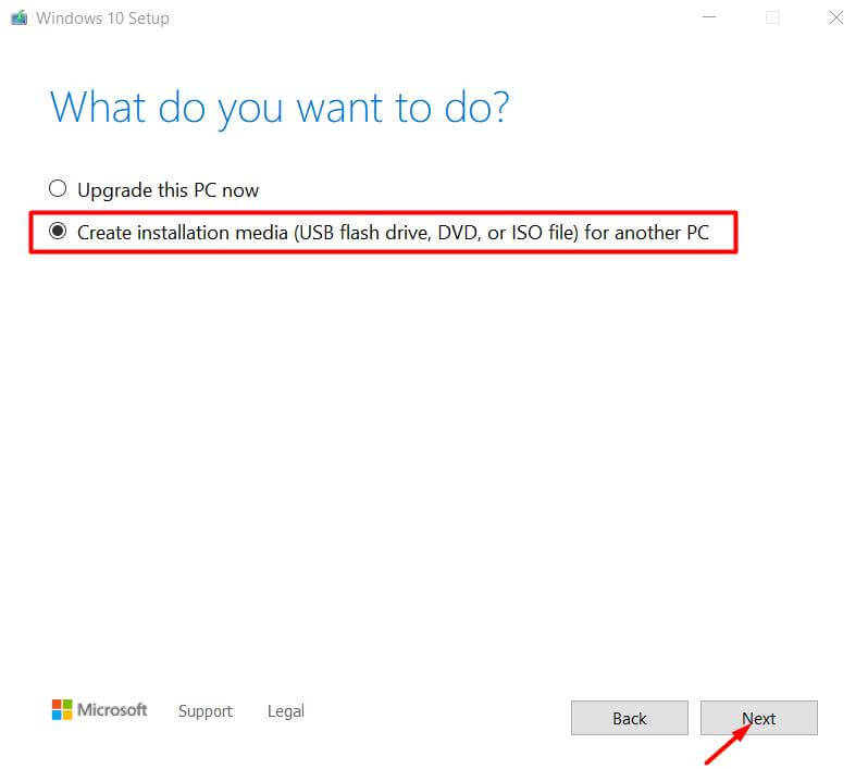 select-windows-10-iso-file-option